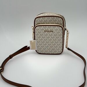 Michael Kors Cream and Brown Crossbody Bag NWT